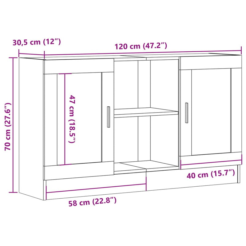 vidaXL antik fa színű szerelt fa tálalószekrény 120 x 30,5 x 70 cm