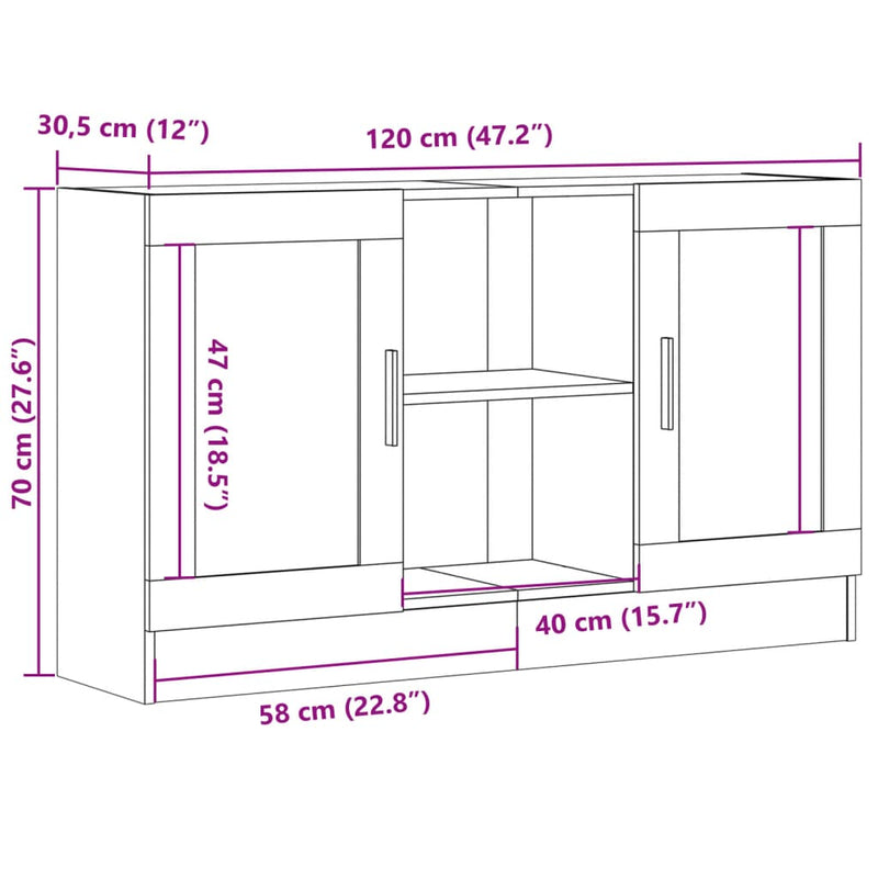 vidaXL antik fa színű szerelt fa tálalószekrény 120 x 30,5 x 70 cm