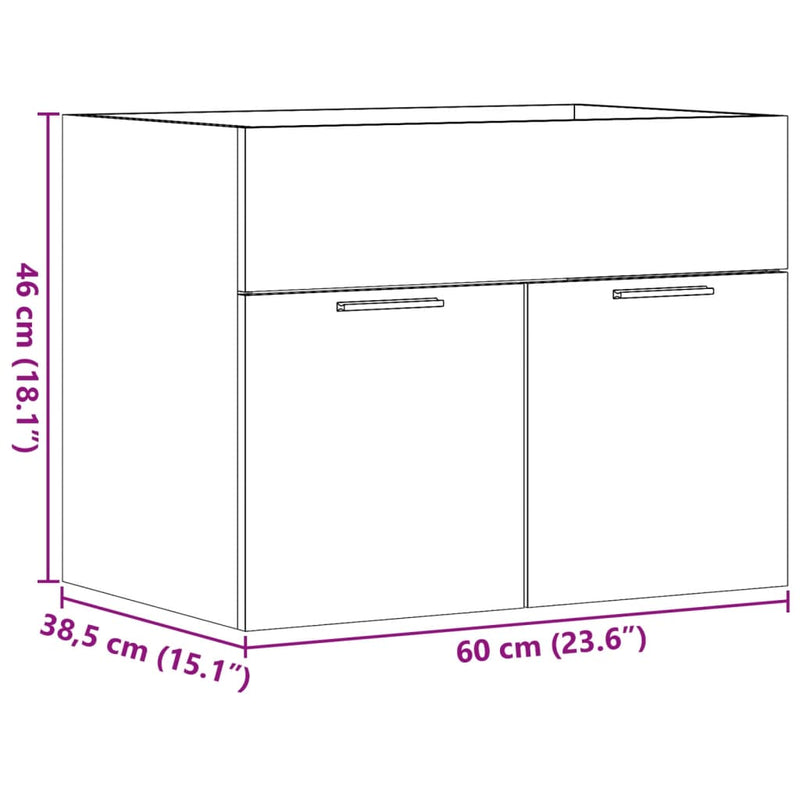 vidaXL betonszürke szerelt fa mosdószekrény 60 x 38,5 x 46 cm