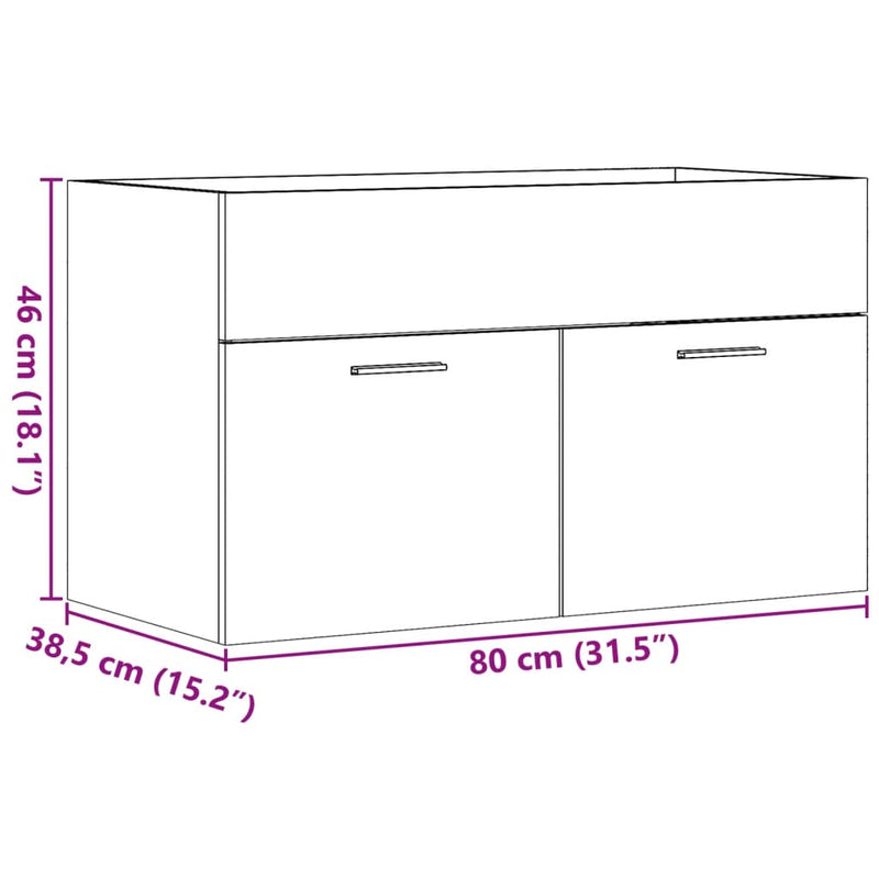 vidaXL sonoma tölgy színű szerelt fa mosdószekrény 80 x 38,5 x 46 cm