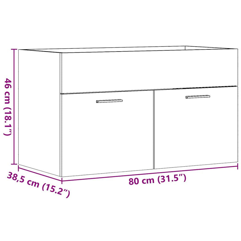 vidaXL antik fa színű szerelt fa mosdószekrény 80 x 38,5 x 46 cm