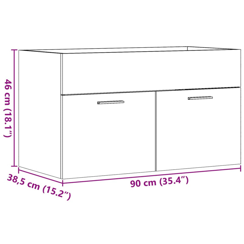 vidaXL sonoma tölgy szerelt fa fürdőszobai mosdószekrény 90x38,5x46 cm