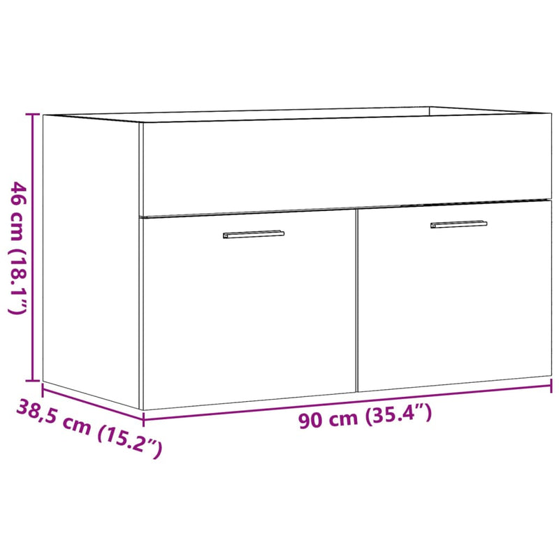 vidaXL betonszürke szerelt fa fürdőszobai mosdószekrény 90x38,5x46 cm