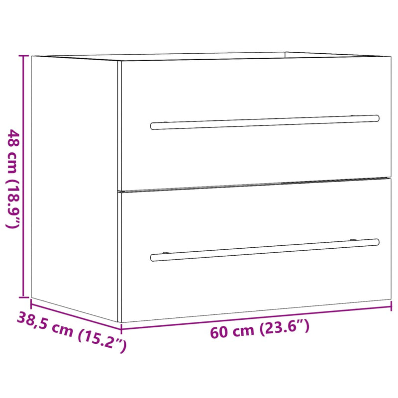 vidaXL betonszürke szerelt fa mosdószekrény 60 x 38,5 x 48 cm