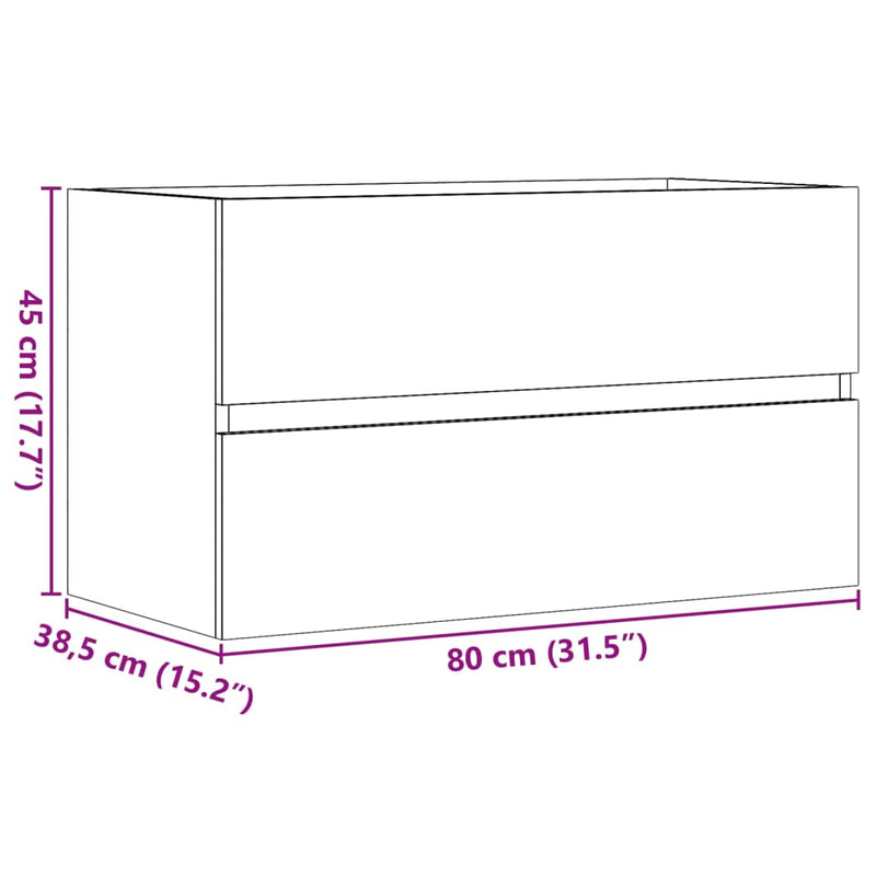 vidaXL betonszürke szerelt fa függő fürdőszobaszekrény 80x38,5x45 cm