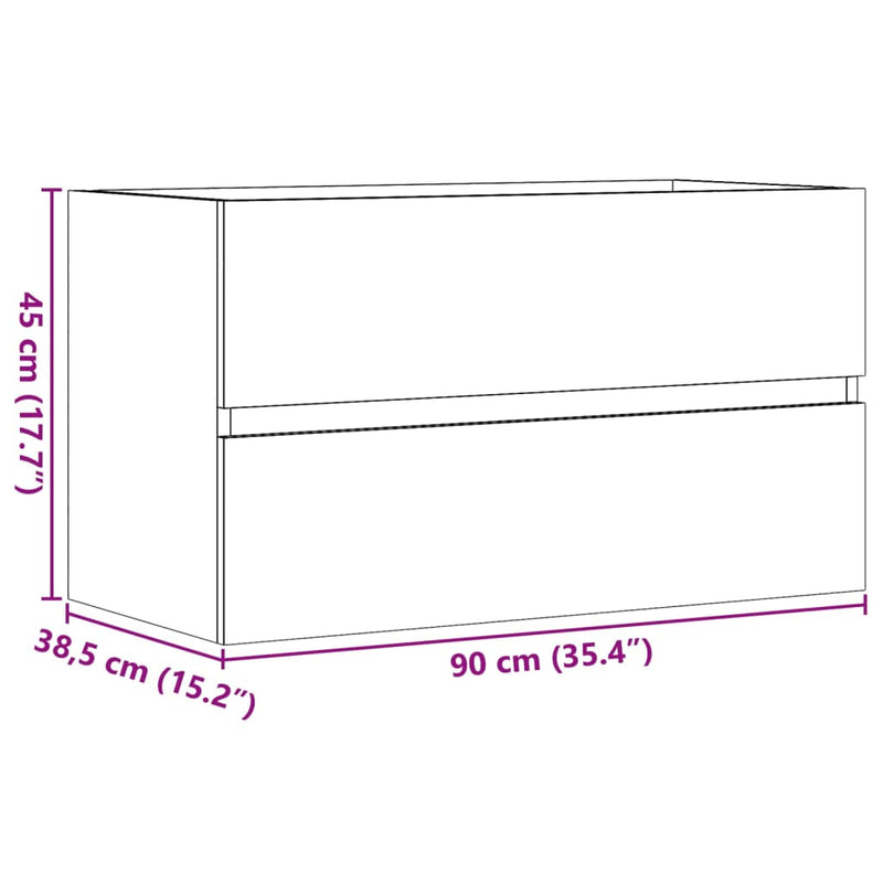 vidaXL betonszürke szerelt fa mosdószekrény 90 x 38,5 x 45 cm