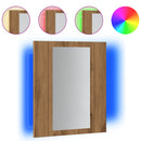 vidaXL kézműves tölgy szerelt fa tükrös szekrény LED-del 40x12x45 cm