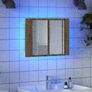 vidaXL kézműves tölgyszínű szerelt fa tükörszekrény LED-del 60x12x45cm