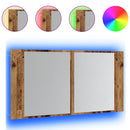 vidaXL antik fa színű szerelt fa tükrösszekrény LED-del 90x12x45 cm