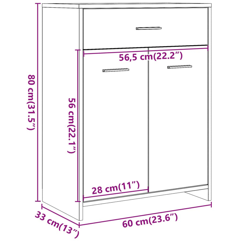 vidaXL betonszürke szerelt fa fürdőszobaszekrény 60 x 33 x 80 cm