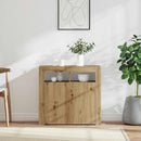 vidaXL kézműves tölgy szerelt fa tálalószekrény LED-ekkel 80x35x75 cm