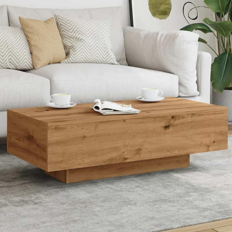 vidaXL kézműves tölgy színű szerelt fa dohányzóasztal 100x49,5x31 cm