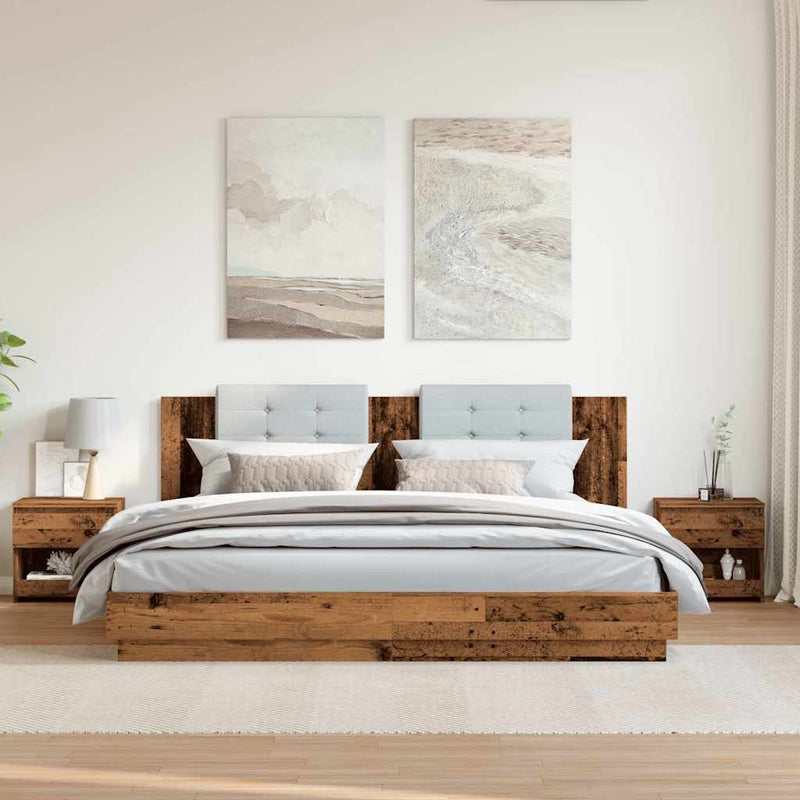 vidaXL 2 db antik fa forgácslap éjjeliszekrény 40 x 30 x 39 cm
