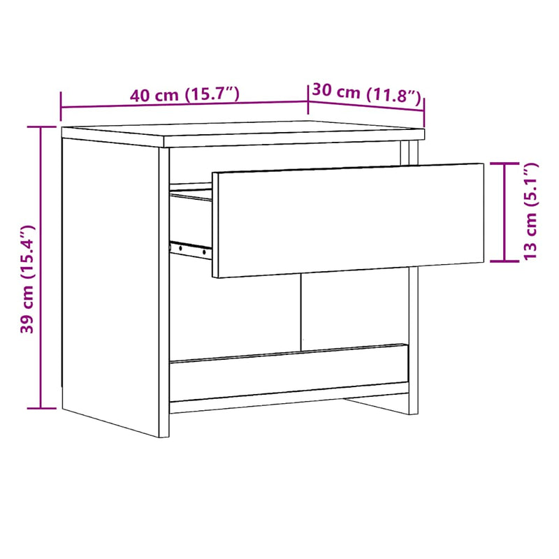 vidaXL 2 db antik fa forgácslap éjjeliszekrény 40 x 30 x 39 cm