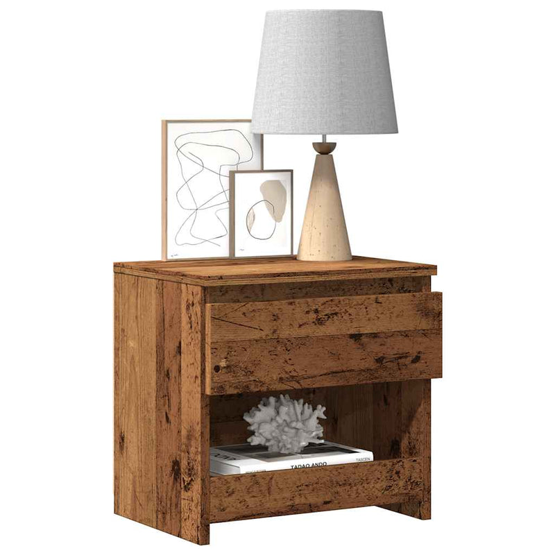 vidaXL 2 db antik fa forgácslap éjjeliszekrény 40 x 30 x 39 cm