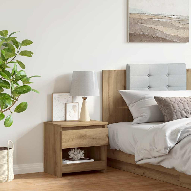 vidaXL kézműves tölgy színű szerelt fa éjjeliszekrény 40x30x39 cm