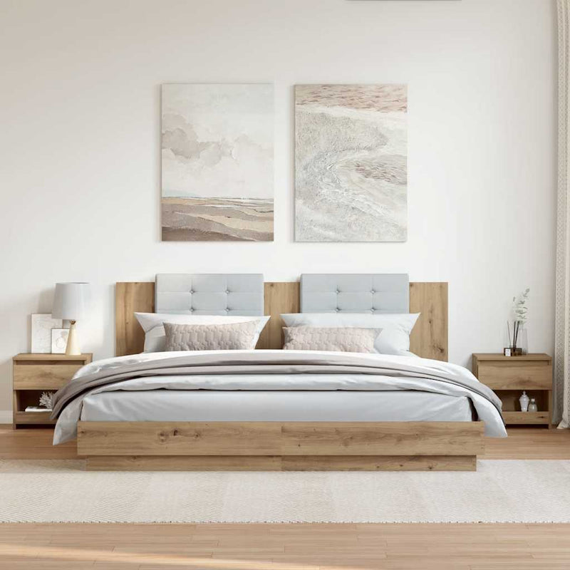 vidaXL éjjeliszekrények 2 db Artisan tölgy 40x30x39 cm műfa