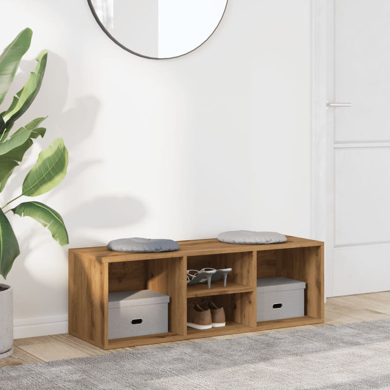 vidaXL kézműves tölgy színű szerelt fa cipőtároló pad 105 x 35 x 35 cm