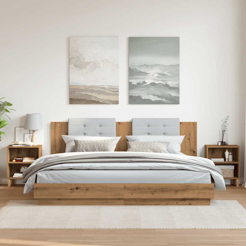 vidaXL éjjeliszekrények 2 db Artisan tölgy 40x30x50 cm műfa