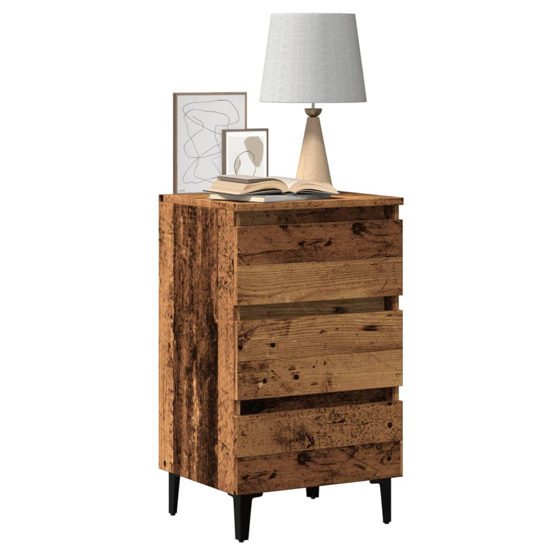 vidaXL antik fa színű éjjeliszekrény fémlábakkal 40 x 35 x 69 cm