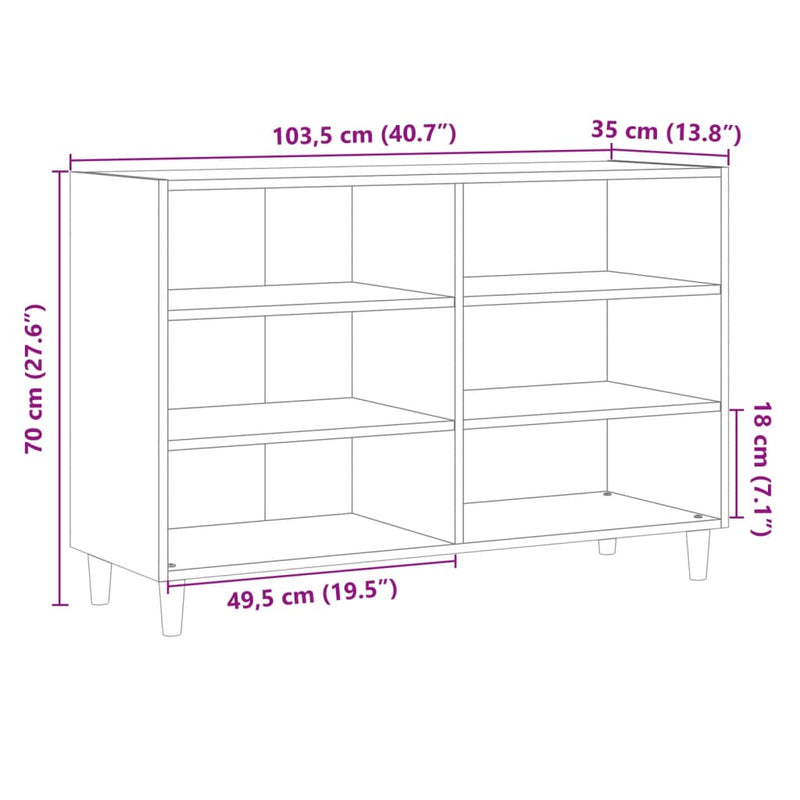 vidaXL antik fa színű szerelt fa tálalószekrény 103,5 x 35 x 70 cm