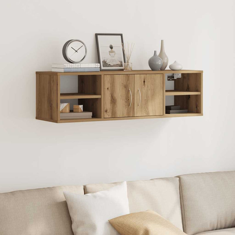 vidaXL kézműves tölgy színű szerelt fa faliszekrény 101x30x29 cm