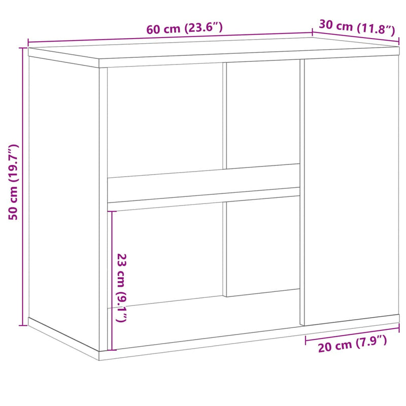 vidaXL antik fa színű szerelt fa kisszekrény 60 x 30 x 50 cm