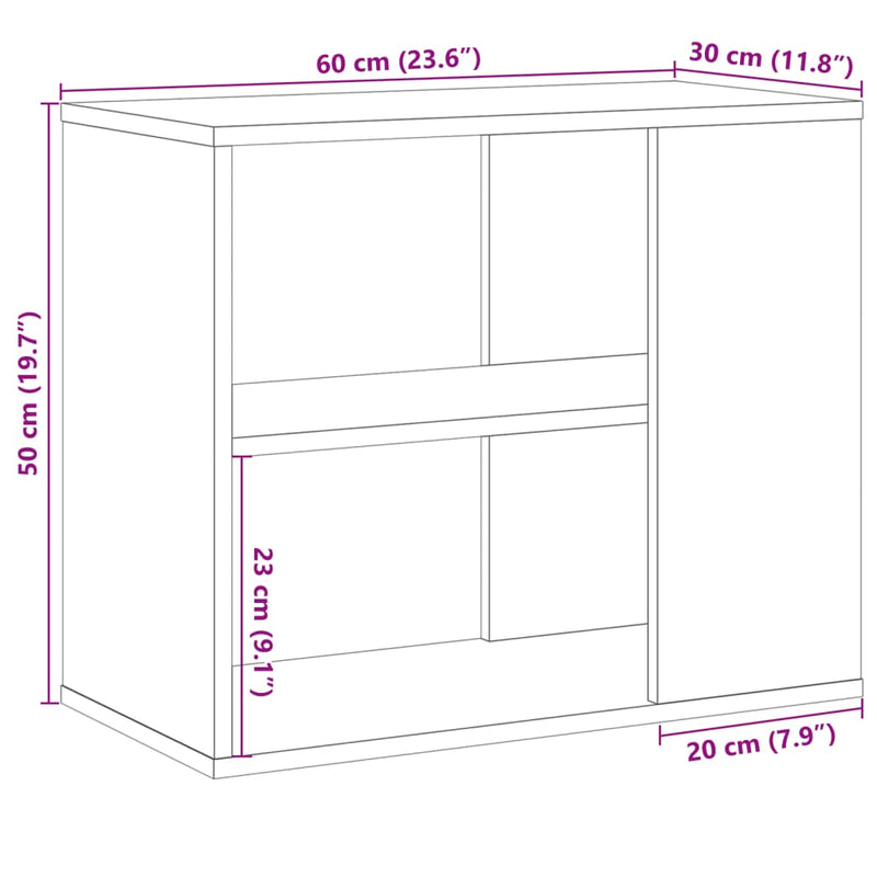 vidaXL kézműves tölgy színű szerelt fa kisszekrény 60 x 30 x 50 cm