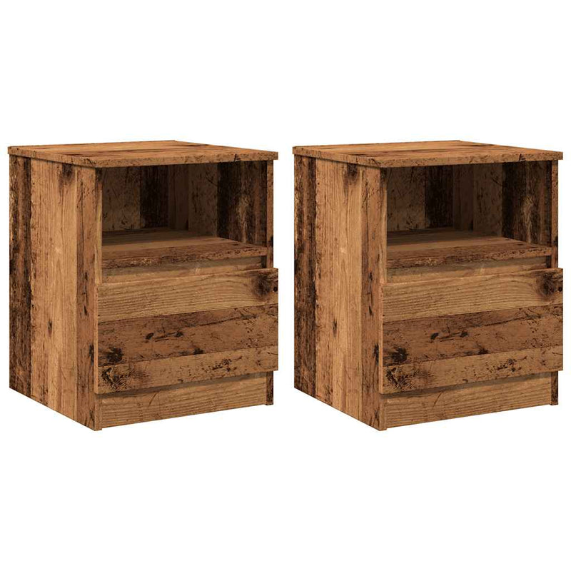 vidaXL 2 db antik fa színű szerelt fa éjjeliszekrény 40 x 40 x 50 cm