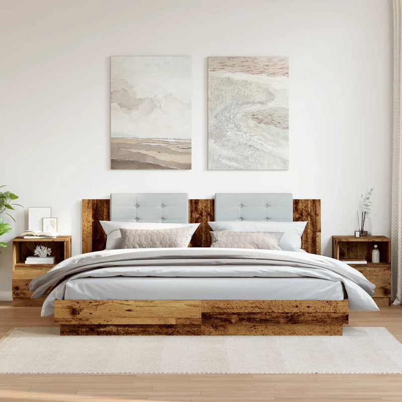 vidaXL 2 db antik fa színű szerelt fa éjjeliszekrény 40 x 40 x 50 cm