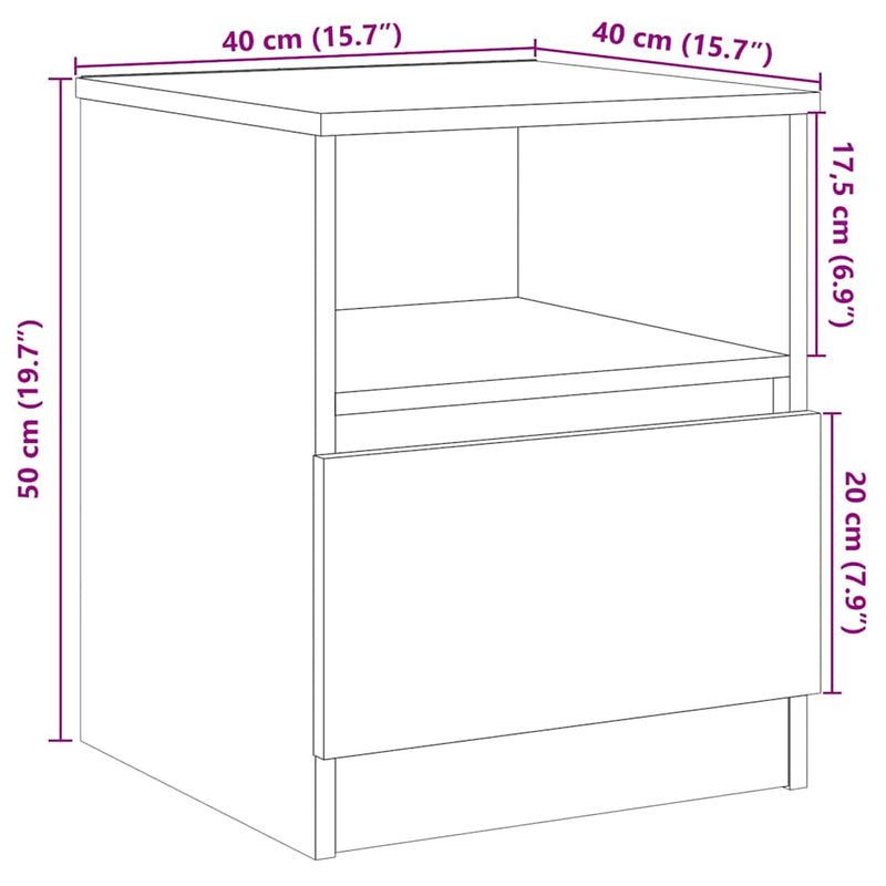 vidaXL 2 db antik fa színű szerelt fa éjjeliszekrény 40 x 40 x 50 cm