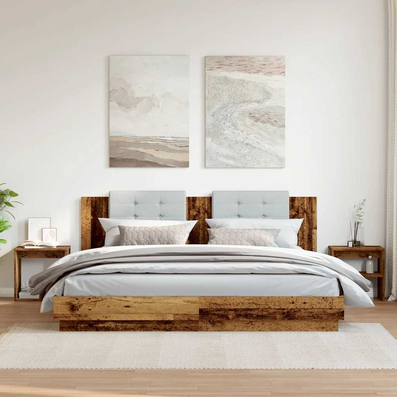 vidaXL 2 db antik fa színű szerelt fa éjjeliszekrény 40 x 30 x 40 cm