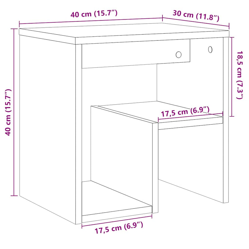 vidaXL 2 db antik fa színű szerelt fa éjjeliszekrény 40 x 30 x 40 cm