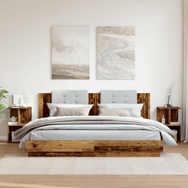 vidaXL éjjeliszekrények 2 db Régi fa 35x35x55 cm Gépesített fa