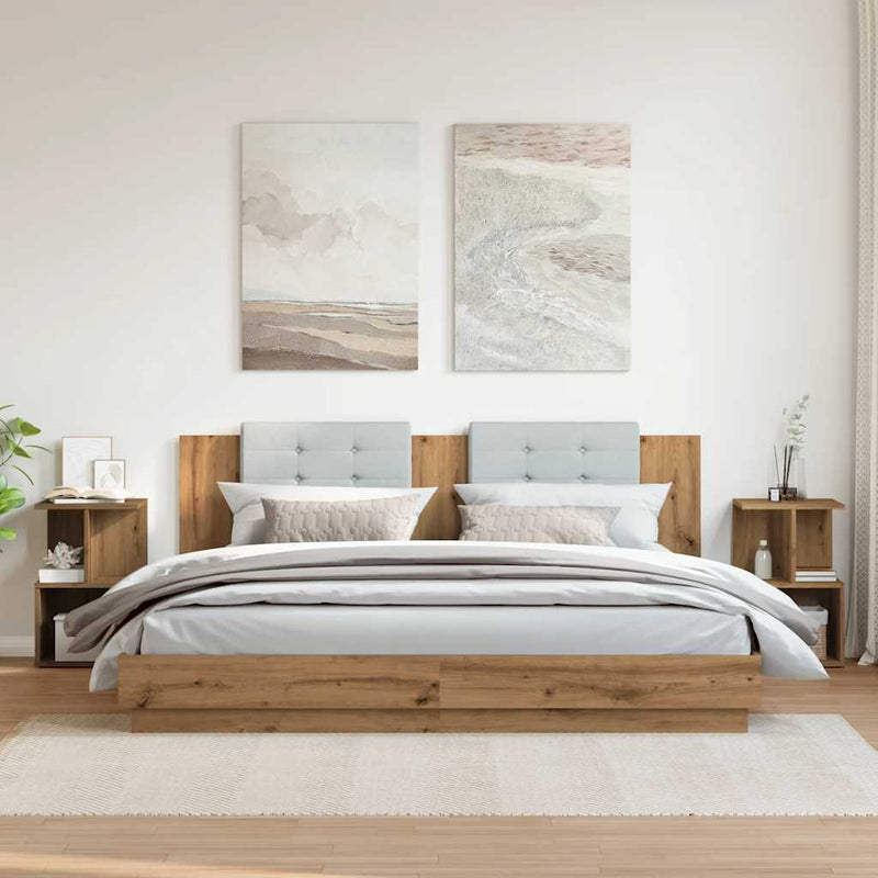 vidaXL éjjeliszekrények 2 db Artisan tölgy 35x35x55 cm műfa
