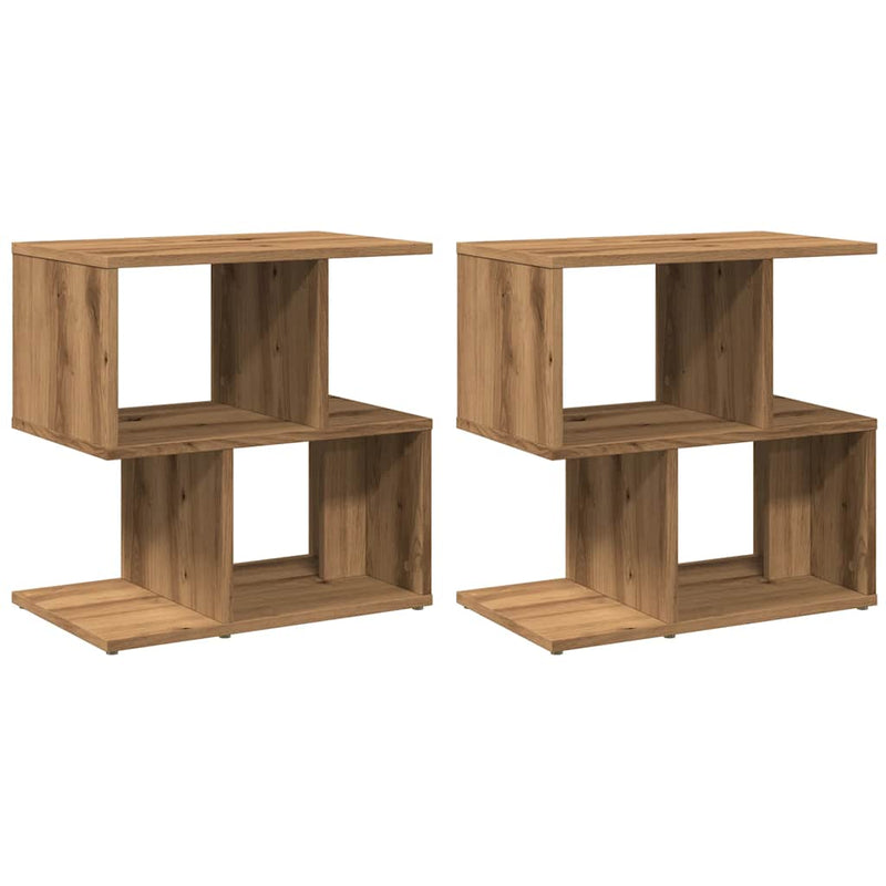 vidaXL 2 db kézműves tölgyszínű szerelt fa éjjeliszekrény 50x30x51,5cm