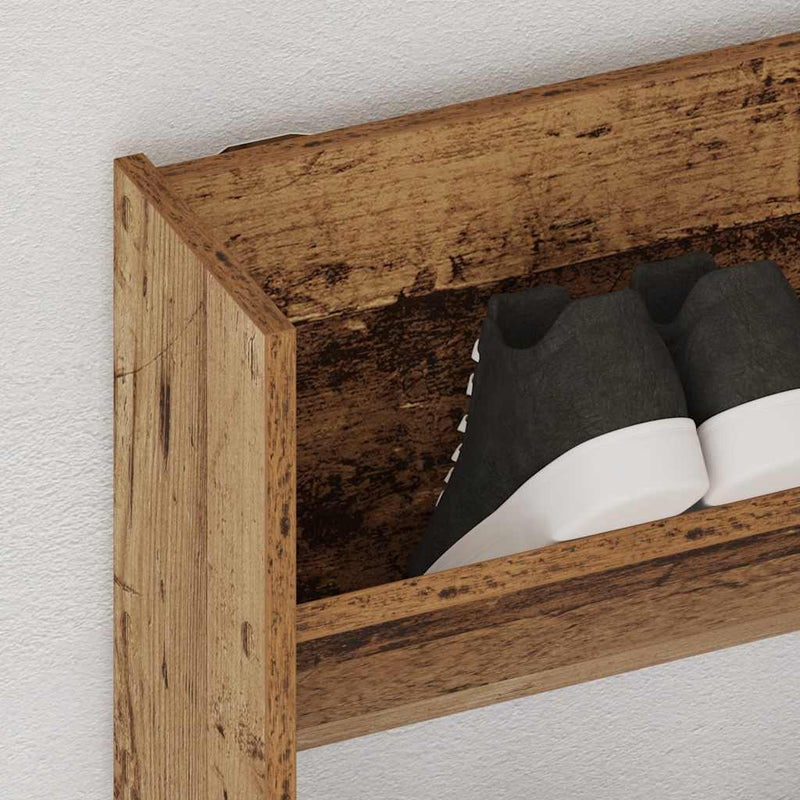 vidaXL antik fa színű szerelt fa fali cipősszekrény 80 x 18 x 90 cm