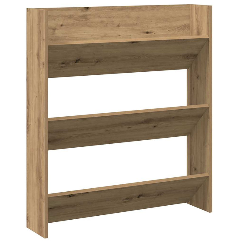 vidaXL kézműves tölgy színű szerelt fa fali cipőszekrény 80x18x90 cm