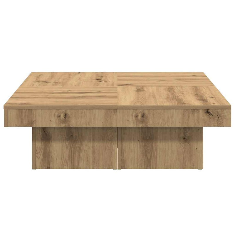 vidaXL kézműves tölgyszínű szerelt fa dohányzóasztal 90x90x28 cm