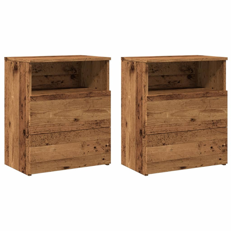 vidaXL 2 db antik fa színű szerelt fa éjjeliszekrény 50 x 32 x 60 cm