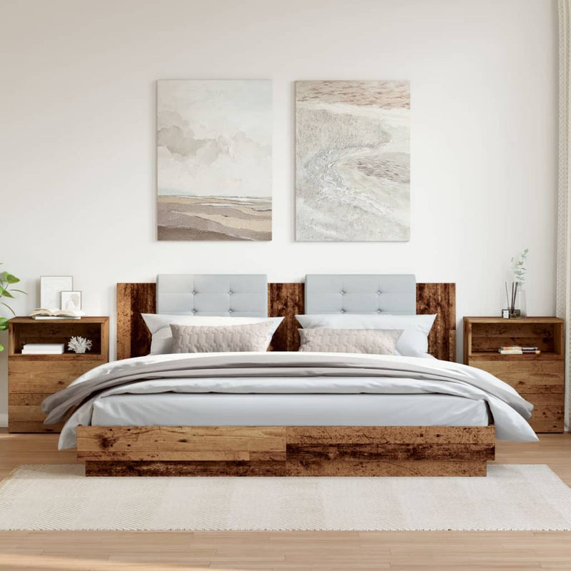 vidaXL 2 db antik fa színű szerelt fa éjjeliszekrény 50 x 32 x 60 cm