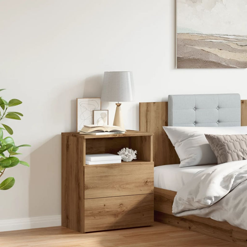 vidaXL kézműves tölgy színű szerelt fa éjjeliszekrény 50 x 32 x 60 cm