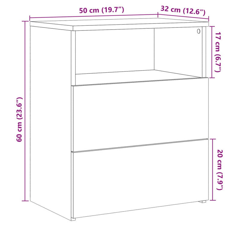 vidaXL kézműves tölgy színű szerelt fa éjjeliszekrény 50 x 32 x 60 cm