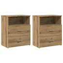 vidaXL 2 db kézműves tölgy színű szerelt fa éjjeliszekrény 50x32x60 cm