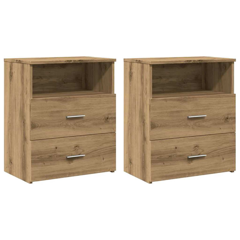 vidaXL 2 db kézműves tölgy színű szerelt fa éjjeliszekrény 50x32x60 cm