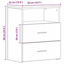 vidaXL 2 db kézműves tölgy színű szerelt fa éjjeliszekrény 50x32x60 cm