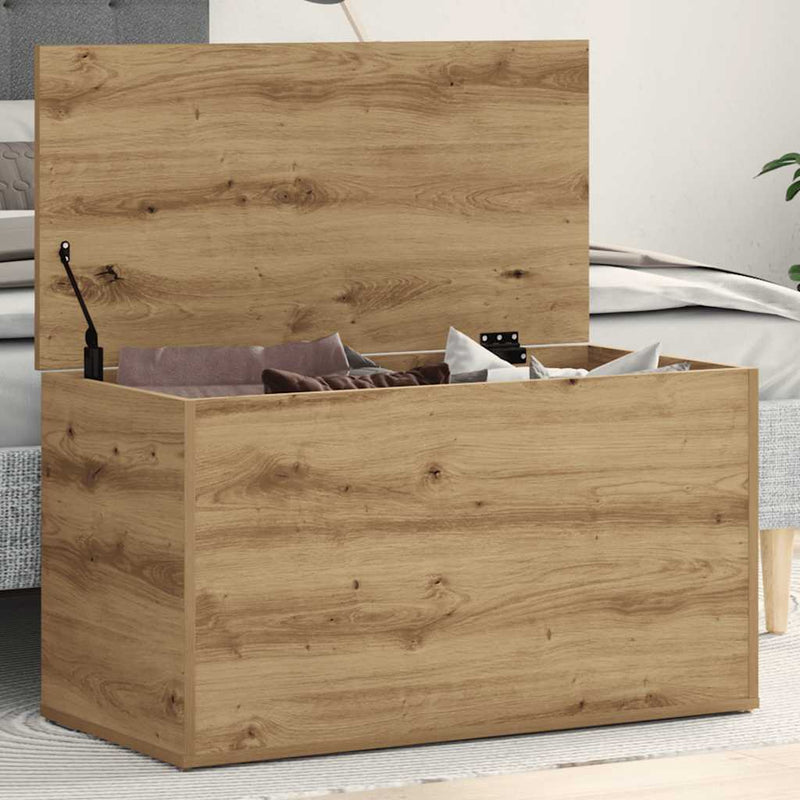 vidaXL kézműves tölgy színű szerelt fa tárolóláda 84 x 42 x 46 cm
