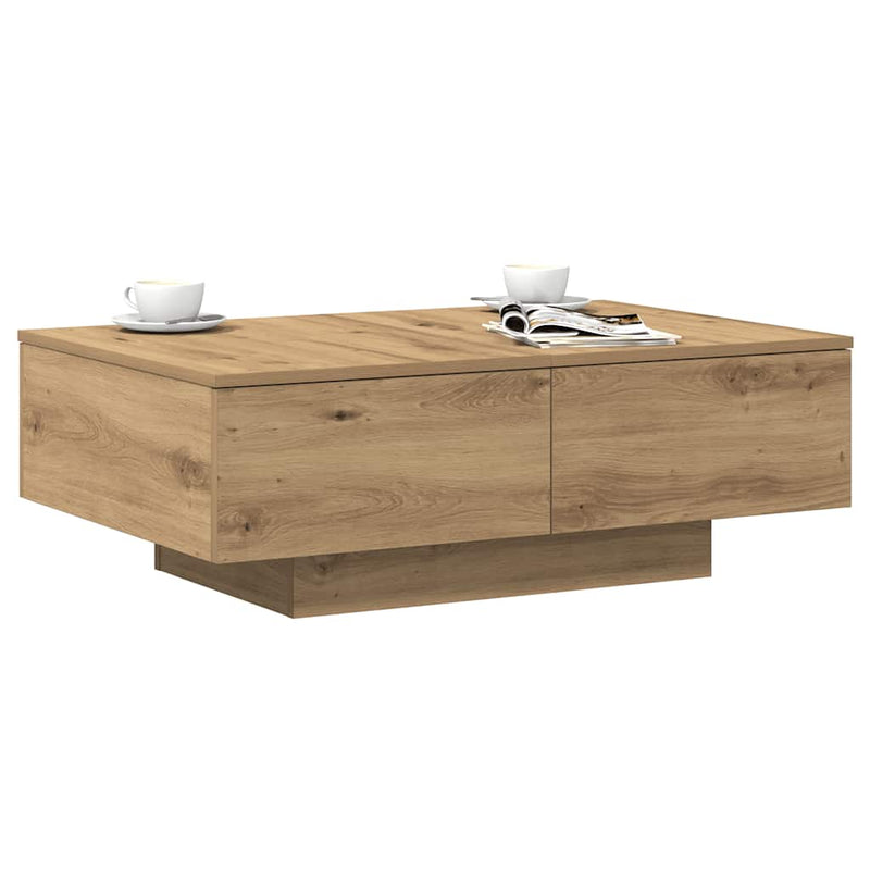 vidaXL kézműves tölgy színű szerelt fa dohányzóasztal 90 x 60 x 31 cm