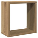 vidaXL 2 db kézműves tölgyszínű szerelt fa fali kockapolc 30x15x30 cm