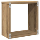 vidaXL 2 db kézműves tölgyszínű szerelt fa fali kockapolc 30x15x30 cm
